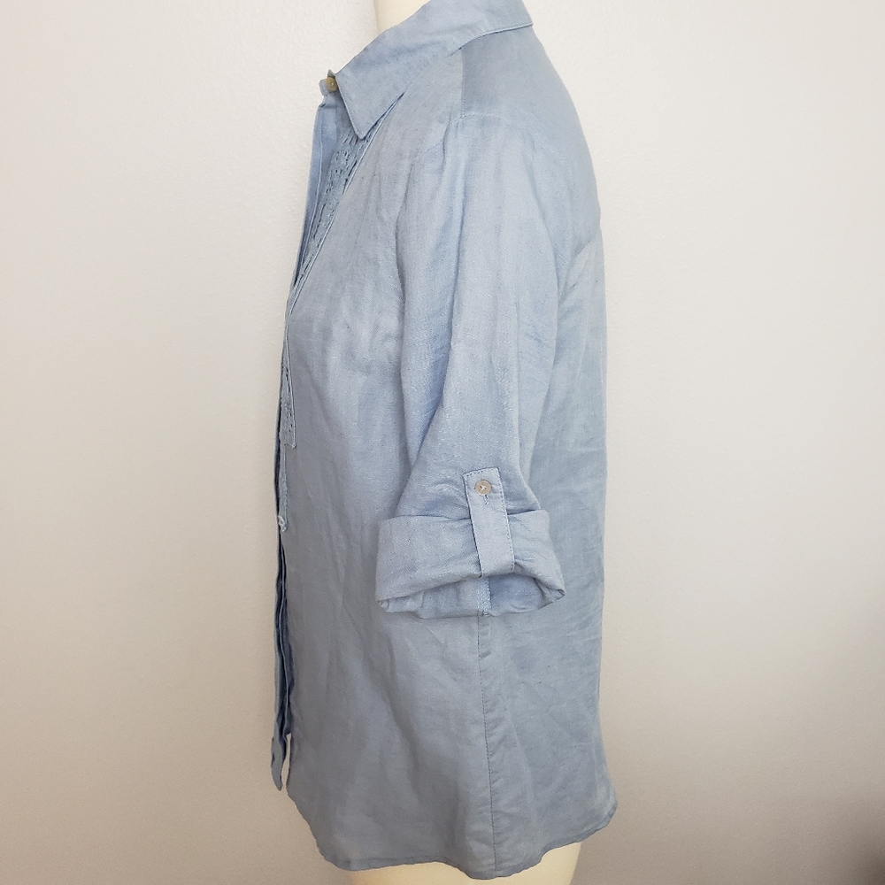 Max Studio Linen blend button down XS RN # 58822 - Picture 3 of 8